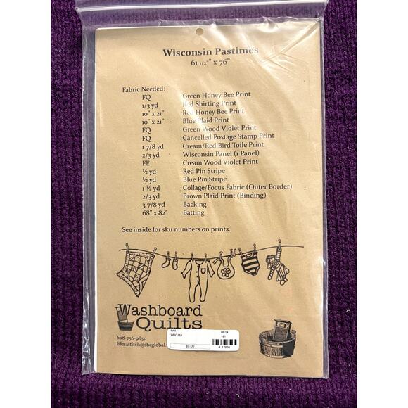 quilt pattern Wisconsin pastimes washboard quilts 61in x 76in - Picture 2 of 4